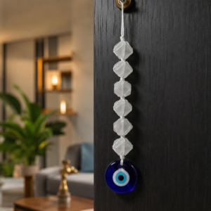 Handmade Selenite Evil Eye Hanging | Natural Crystal Protection Decor