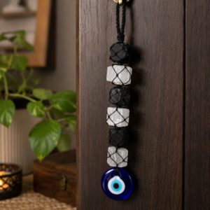 Black Tourmaline & Selenite Evil Eye Hanging | Handmade Crystal Door Charm